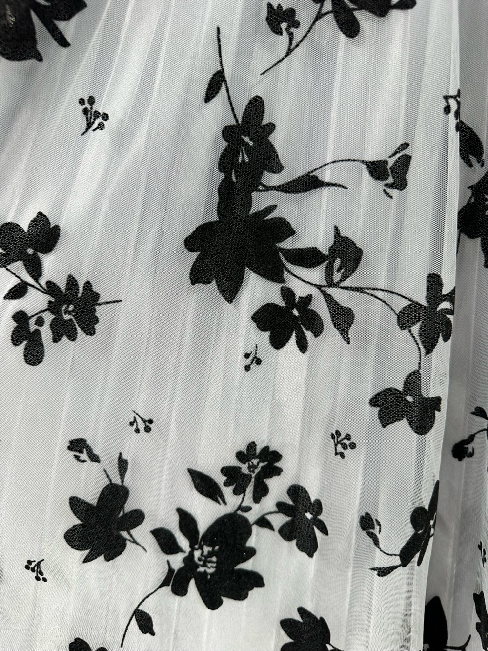 Unbranded Black Floral Appliqué Tulle Lined Skirt Boho Whimsical Balletcore Chic - Picture 4 of 13